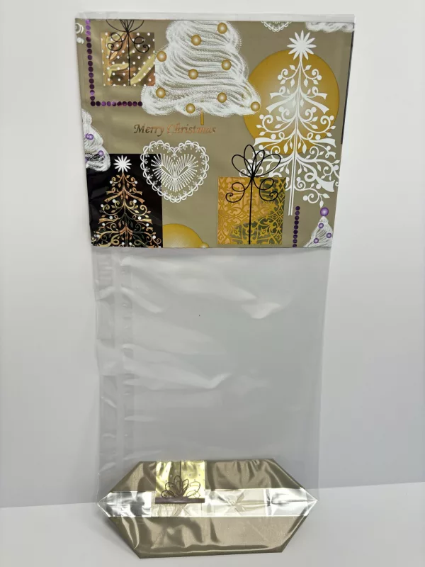 Douceur de fête Sachet fond carton décoré - Douceur de fêtes - Lot de 100 unités