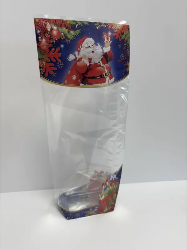 Sachet fond carton décoré - La hotte du Père Noël - Lot de 100 unités