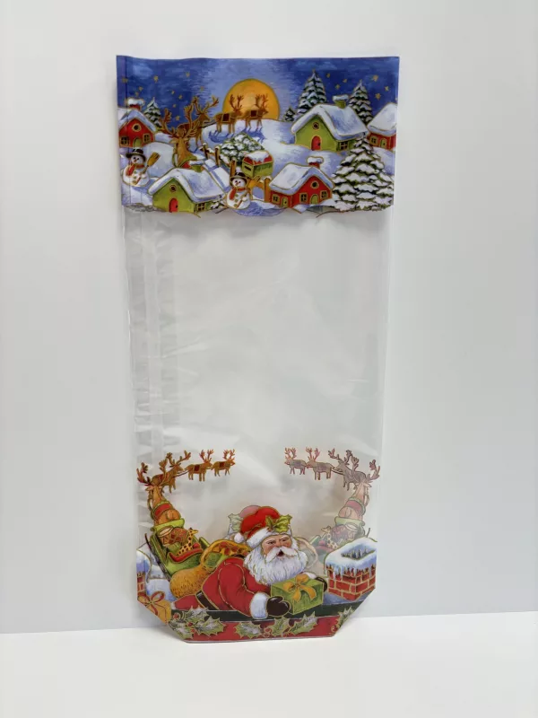 Sachet fond carton décoré - Noël d'antan - Lot de 100 unités